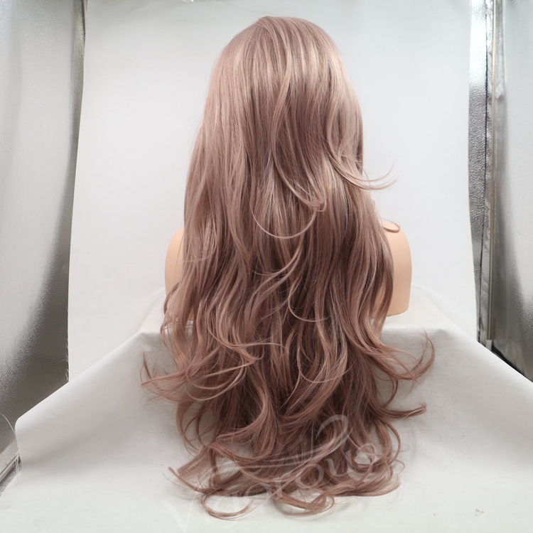 Vigorous mono long premium high quality straight wholesale black women synthetic hair wigs with lace front