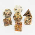 Pure Natural Gemstone Crystal Dice, Handmade Real Natural Stone DND RPG Polyhedral Dice Set of 7pcs