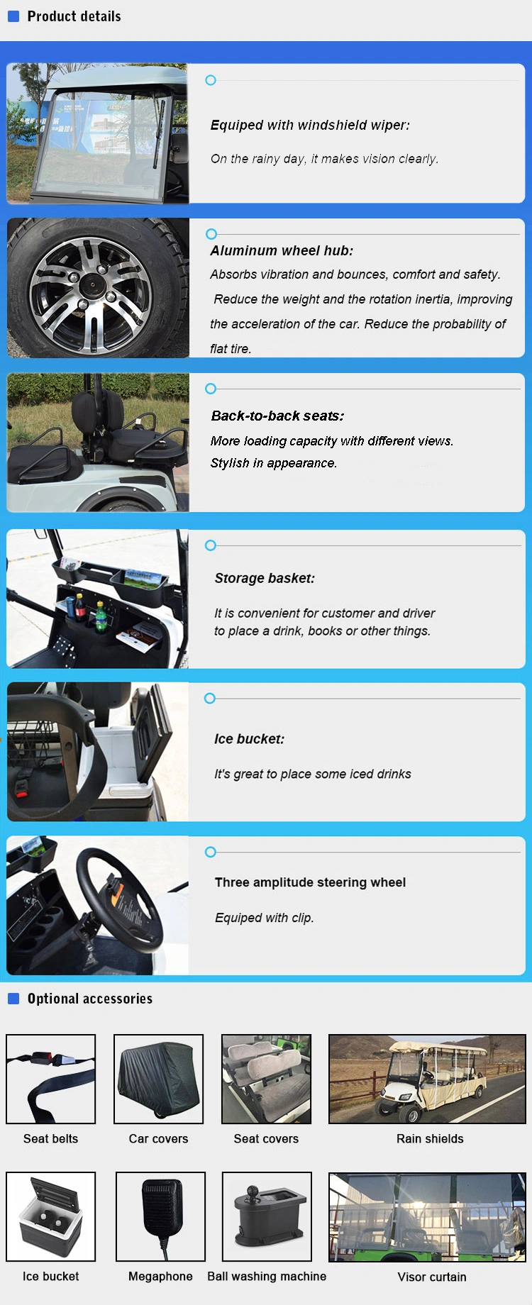 6 Seater Electric Power Rear Seat Golf Car