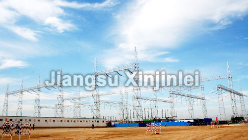 Estrutura de aço da subestação da torre de transmissão de energia elétrica