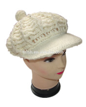 100% acrylic white knitting winter beanie hats