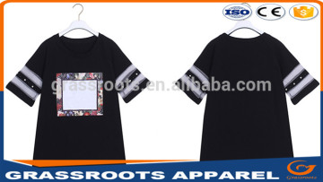 black t shirt with customized logo 2016 custom black t shirt o-neck black t shirt with short sleeves