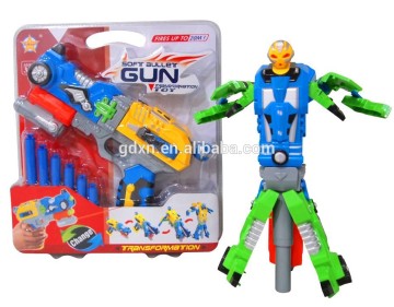 2015 happy kids transformation toy gun with soft bullet gun