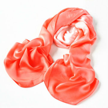 Fancy Watermelon Gradation Shade Silk Duchess Satin Stole