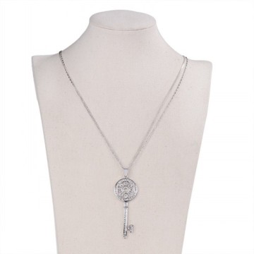 Lastest Design Flower Shape Key Rhinestone Pendant Necklaces