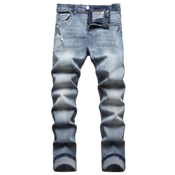 Custom High Waist Baggy Jeans Light Colored Denim Cargo Pants