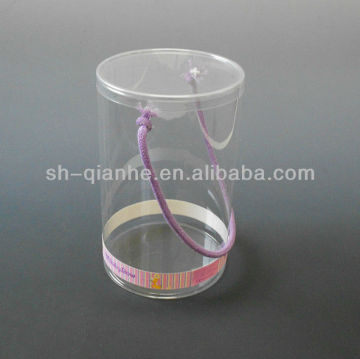 plastic cylinder/round plastic box/clinder with drawstring