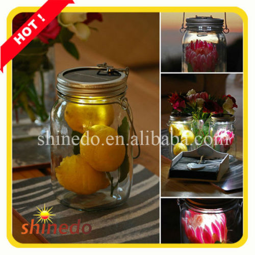 4 led hot sale clear solar glass jar light