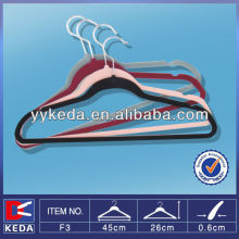 colorful plastic flocked hanger with metal hook