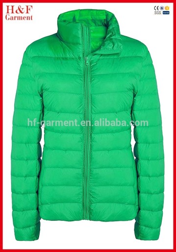 fashion green duck down jacket , lady winter down feather jacket