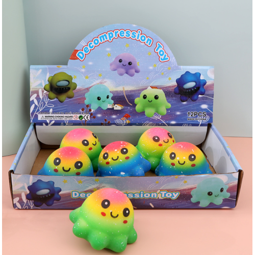 Quadrische Quetschspielzeug Rainbow Octopus