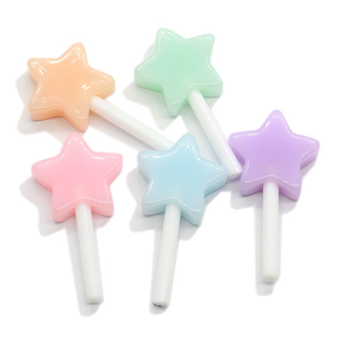 Kawaii Flatback Mini estrella en forma de caramelo Lollipop Beads Slime hecho a mano artesanía decoración encantos 100 unids / bolsa espaciador de juguete para niños