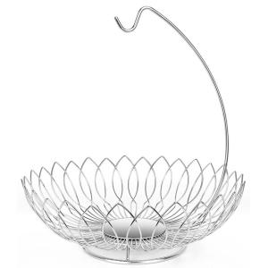 Stainless steel leaf shape fruit basket with hook