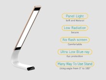 touch sensor led table lamp with mini speaker dimmable rechargeable eye protection foldable 3 lighting modes and 6-level dimmer
