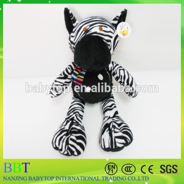 Sitting zebra horse toys, zebra plush stuffed toy with rainbow scarf