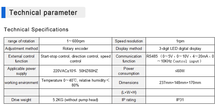 YWfluid Industrial Large Flow DC Peristaltic Pump with Peristaltic Head and Tubing