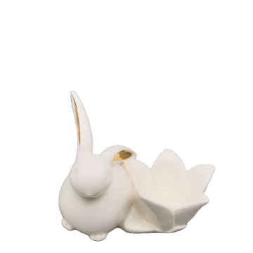 White Porcelain Rabbit-Shaped Flower Plate - Egg Holder