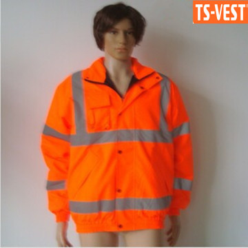 OEM Orange Reflective Safety 100 polyester jacket