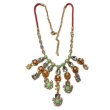 Alloy Chain Necklace with Resin Gem Stones