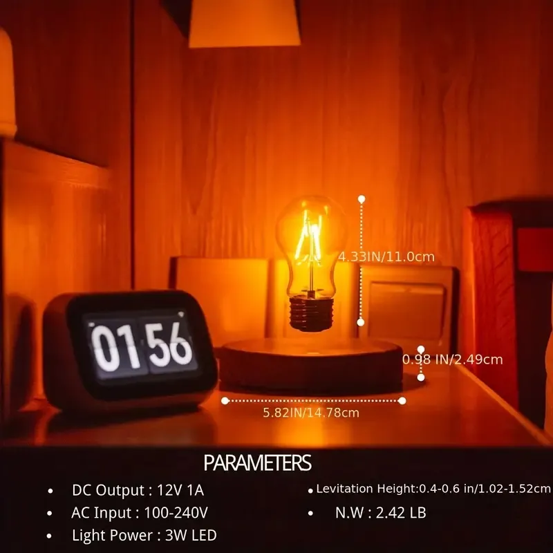 Levitating Light Bulb Table Lamp with Wireless Technology