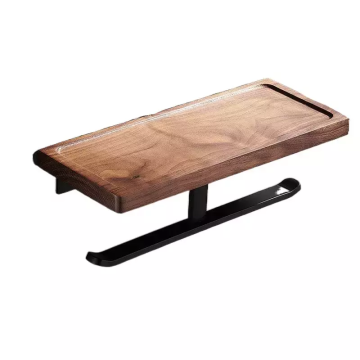 Walnut Solid Wood Bathroom Tissue Box Storage Rack