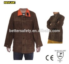 Super Mens Charcoal-brown Split cowhide Leather Welding Jacket