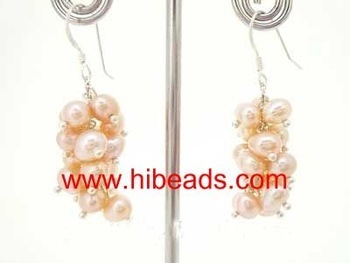6-7mm pink freshwater potato pearl earrings FPE0032