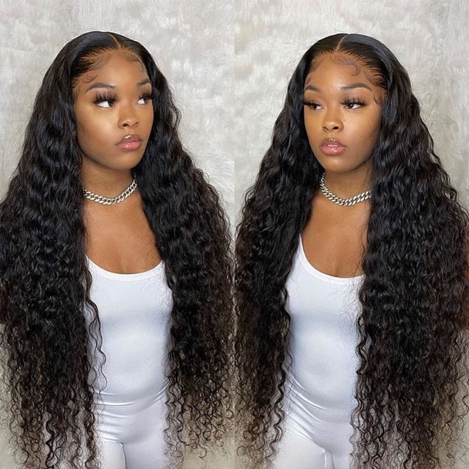 Brazilian Virgin Raw Hair Curly Water Wave 150% 180% 200% Pre Plucked Bleached Knot Hair Wigs Human Hair HD Lace Front Wig