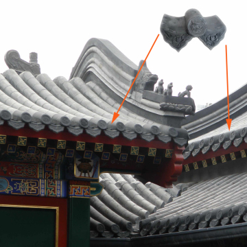 Grey Color Old Oriental Roof Tile For Chinese Traditional House