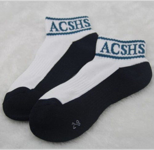 SPS-106 Best Quality Custom Navy and White Combed Cotton Terry Sport Socks/Knitted Thicker Sport Socks OEM