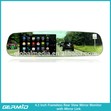 frameless mirror link rear view mirror monitor with TOUCH BUTTON and MIRROR LINK