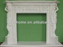 Hot sell marble carving fireplace mantel, indoor used fireplaces