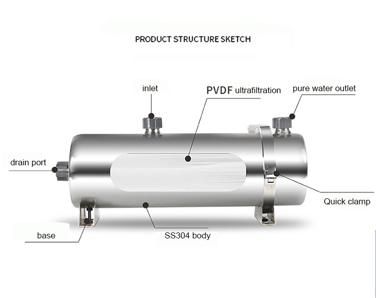 Home/household stainless steel ss water filter uf membrane housing for direct kitchen drinking 2000LPH