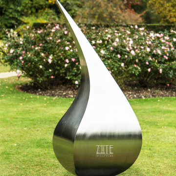 Garden decor polished art metal stainless steel water drop sculpture