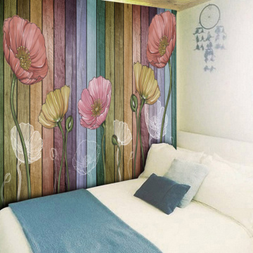 Retro Wood Plank Flower Wall Tapestry Colorful Tapestry Wall Hanging for Livingroom Bedroom Dorm Home Decor