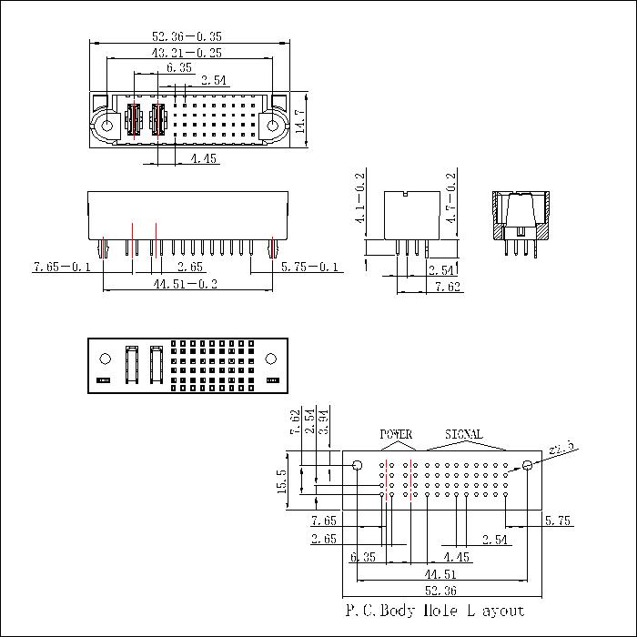 PSPM6.35S-0236G0G0AEX 6.35MM 2P Power+36P Signal Male Straight Dip Power Connector PSPM6.35S-0236G0G0AEX 6.35MM 2P Power+36P Signal Male Straight Dip Power Connector