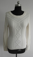 Ladies rib round Neck knit pullover