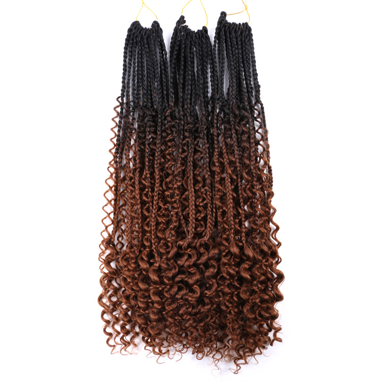 22inch 24inch Bohemian Curly Box Braids River Locs Ombre  Color Synthetic Crochet Braids Messy Goddess box braids