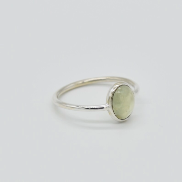 Natural Green Prehnite Ring S925 Sterling Silver Rings