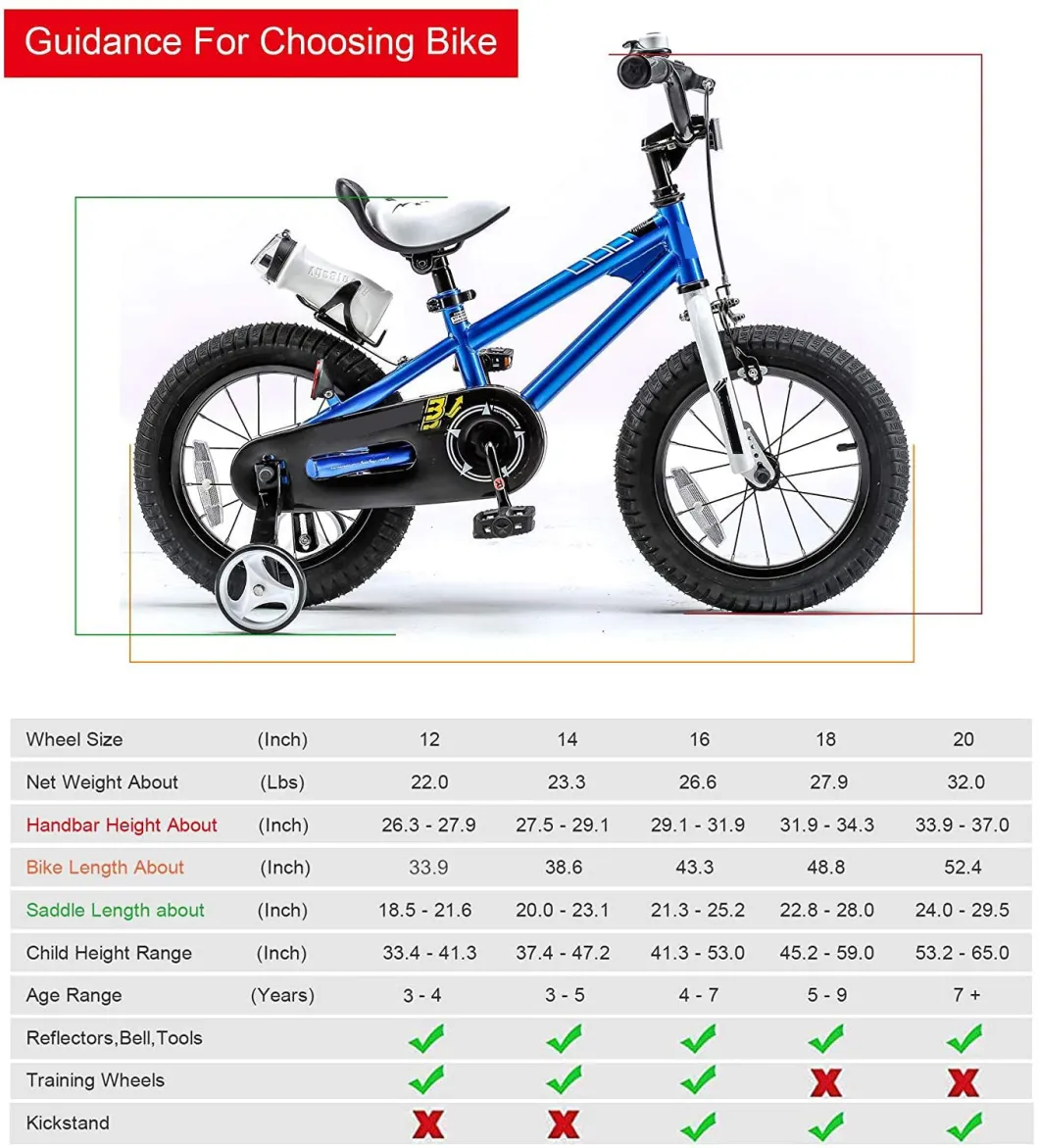 12 Inch with Training Wheels Kids Bike for 2~6 Years Old Children