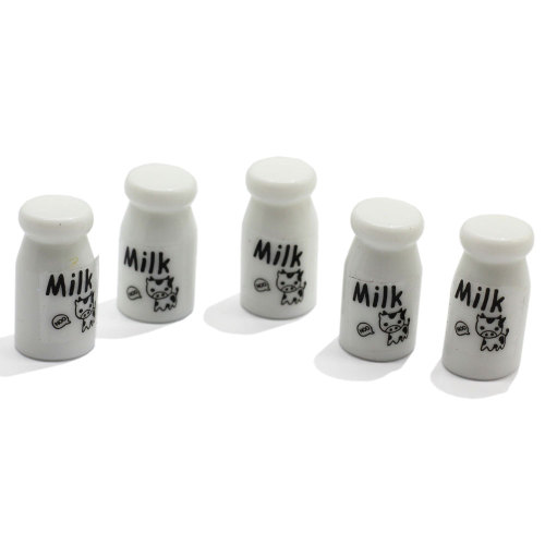 100pcs Cute Cow Bottle Simulation Mini Milk Bottle DIY Dollhouse Miniature Accessory Resin Drinks Crafts Doll House Decor