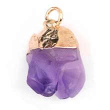 Amethyst Irregular Raw Stone Gilded Pendant For Making Jewlery