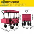 Garden Cart w/Canopy, Wheels & Rear Storage-Multi-functional