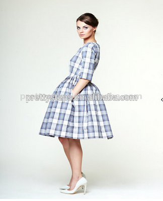 Pretty Steps 2015 spring trendy Scottish tartan knee length dress short prom dress china alibaba manufacturer