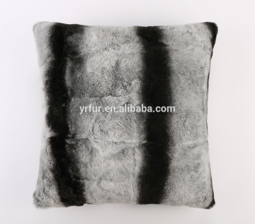 Wholesale Retail YR063 Chinchilla Dyed Rex Rabbit Fur Pillows Customized Sizes Top Quality Furs Cushion Cover