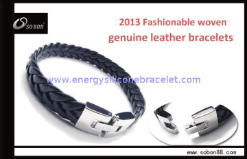 Custom Leather Wrap Bracelet Charm Braided Leather Bracelet