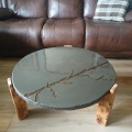 Personalized Cracked Concrete Round Wooden Legs Table