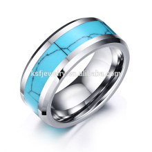 Fashion Wedding Tungsten Band Ring turquoise Inlay for Man Women Wholesale