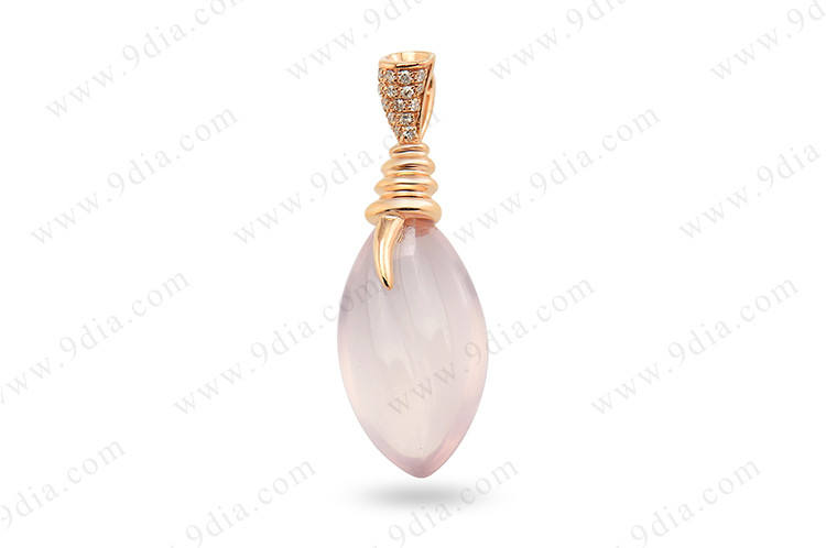 Special Designs Rose Quartz Pendant 14k Real Gold Fine Gold Jewelry Cheap