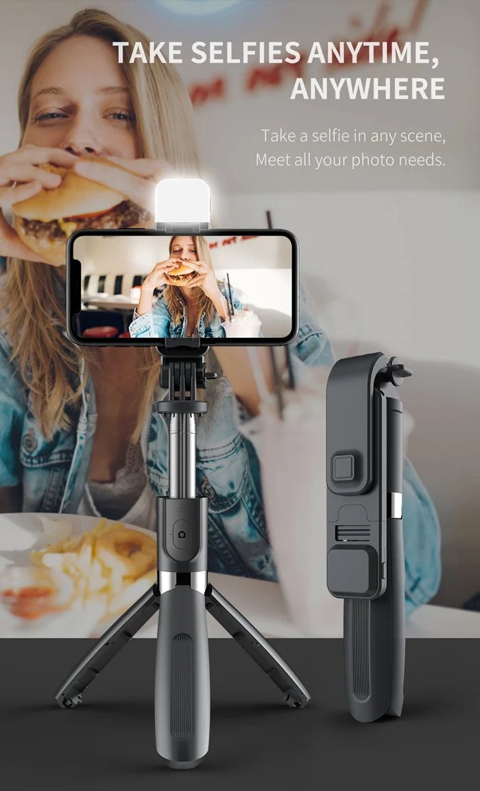 L02s LED Fill Light Tripod Bluetooth Selfie Stick for Phone Live